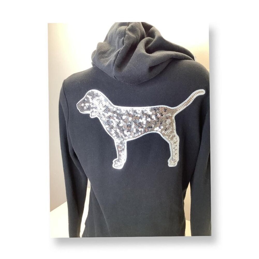 Victorias Secret Pink Brand Size Small Silver Sequin Detailed Hoodie Preloved